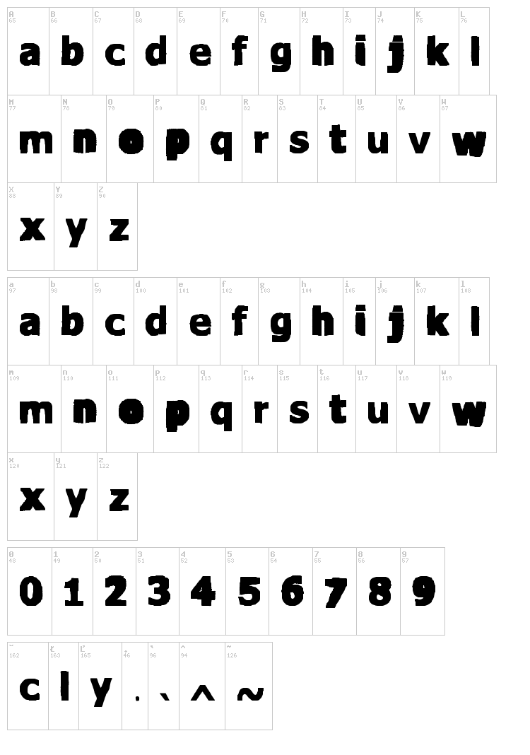 VTKS Water Cristals font map
